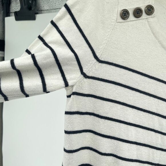 Motherhood Maternity White Black Striped Oversized Pullover Sweater XS - Picture 7 of 11